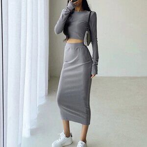 Sexy Round Neck Padded Base Skirt Suit